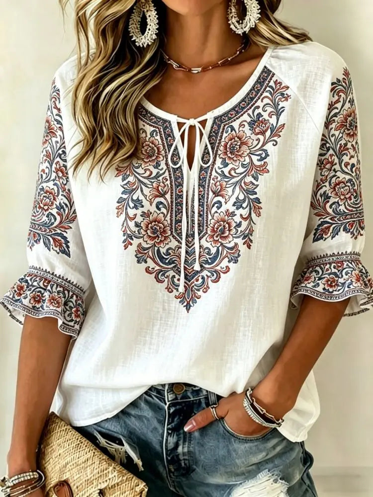 Blusa Voyage Paisley Cuello Lazo