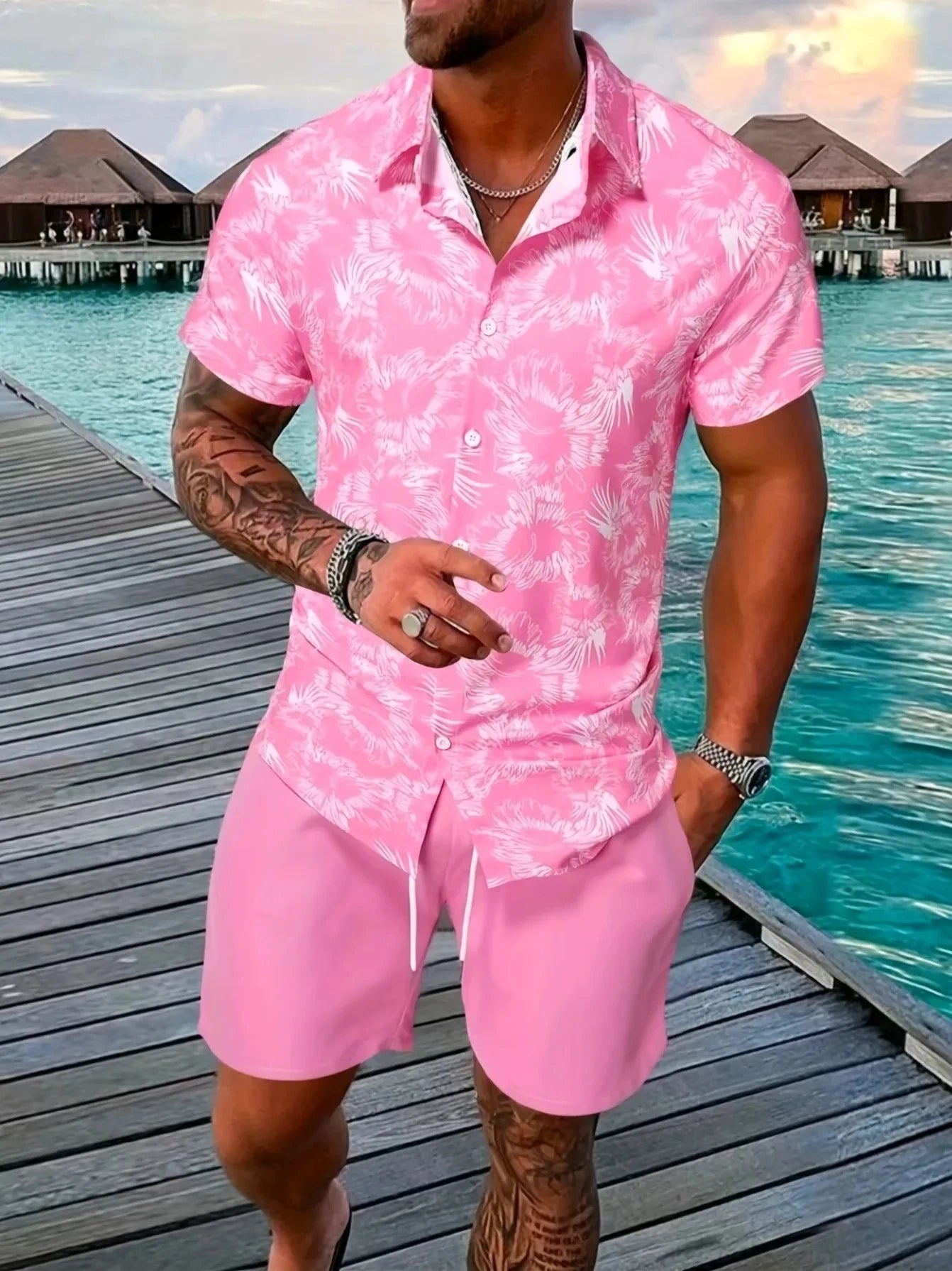 Conjunto Caribe Hombre Estampado Verano