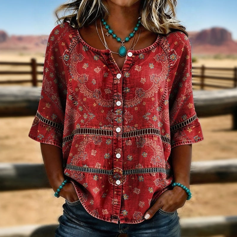 Blusa Étnica Vintage Botones