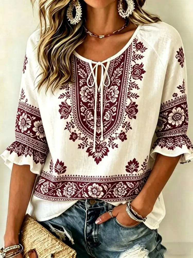 Blusa Voyage Paisley Cuello Lazo