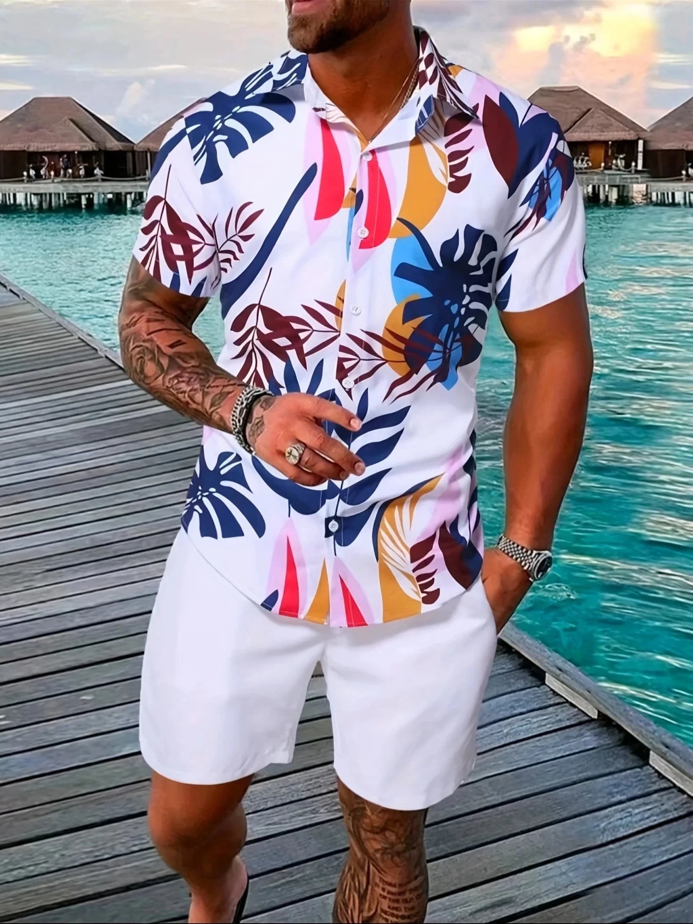 Conjunto Caribe Hombre Estampado Verano