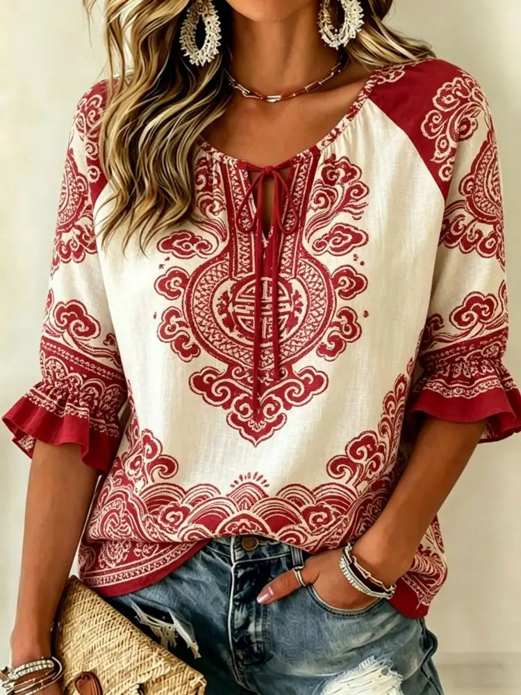 Blusa Voyage Paisley Cuello Lazo
