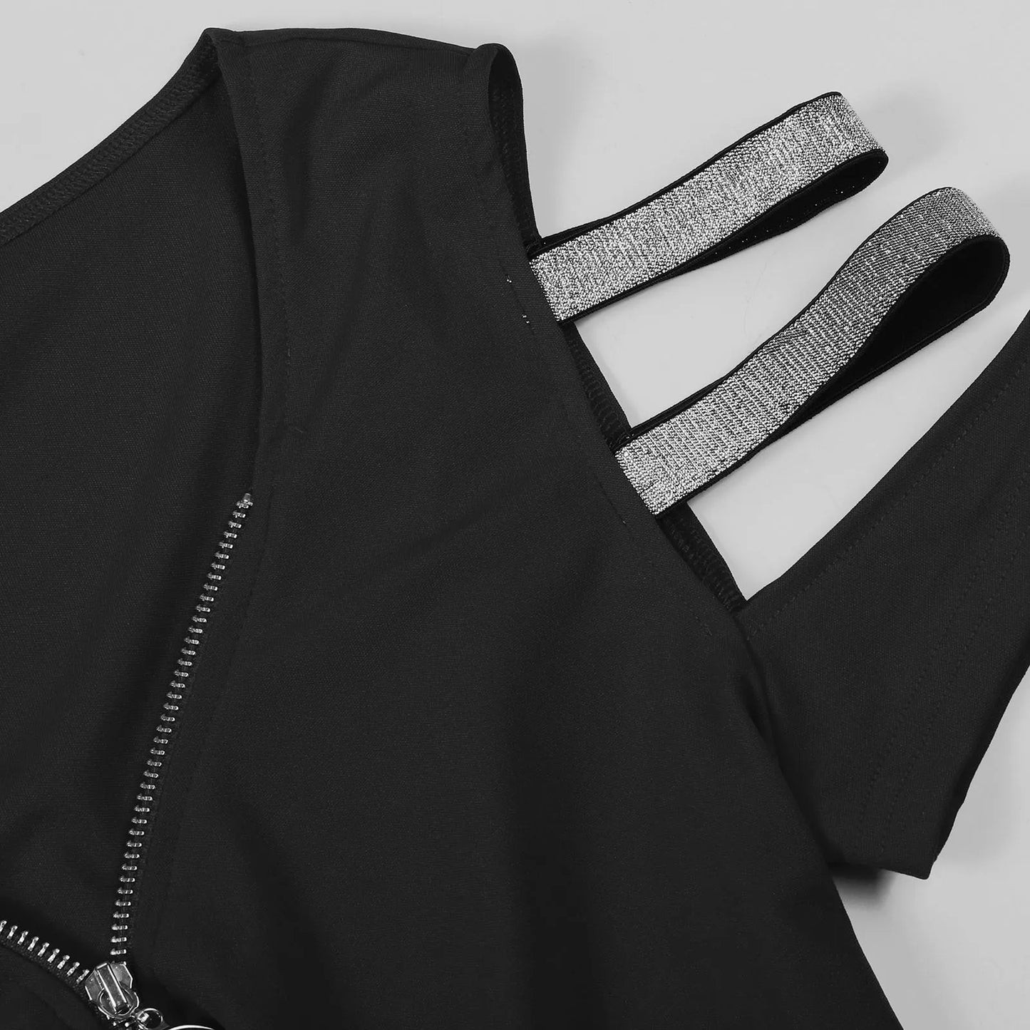 Vestido Midi Negro Pedrería Bodycon