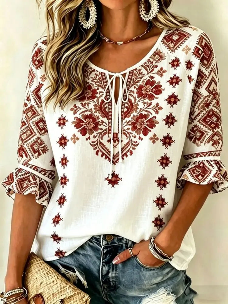 Blusa Voyage Paisley Cuello Lazo
