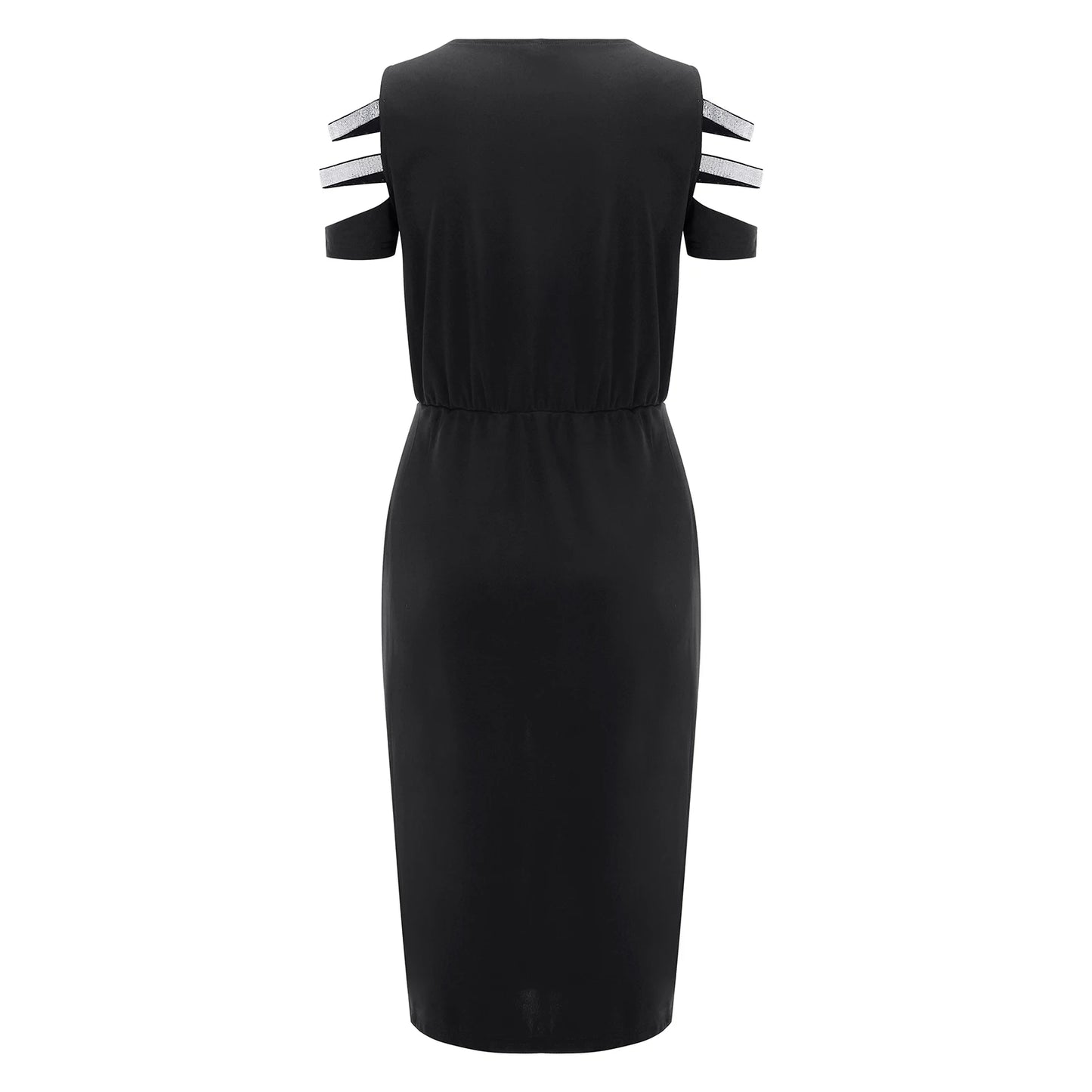 Vestido Midi Negro Pedrería Bodycon