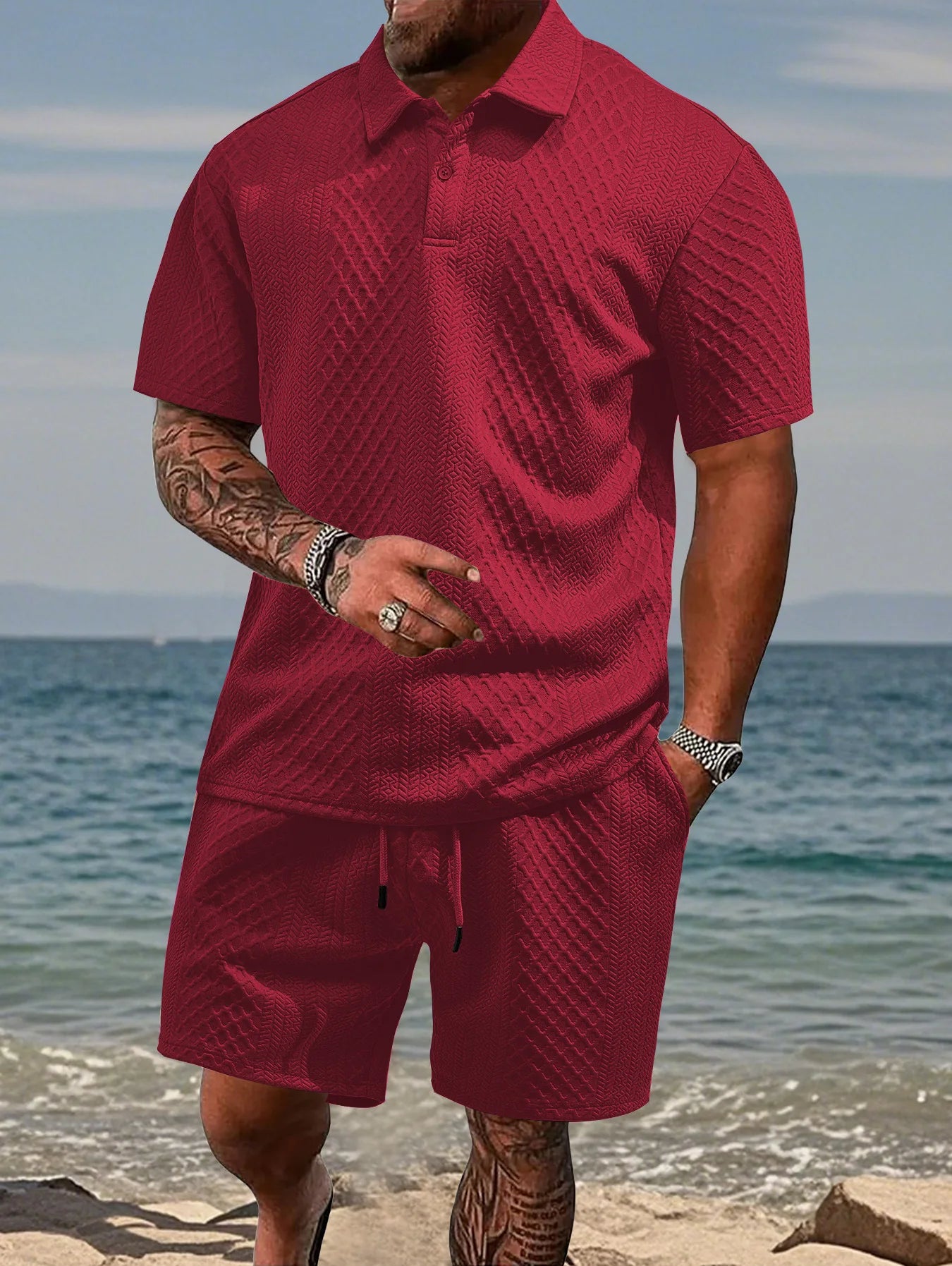 Conjunto Maison Jacquard Polo Hombre Verano