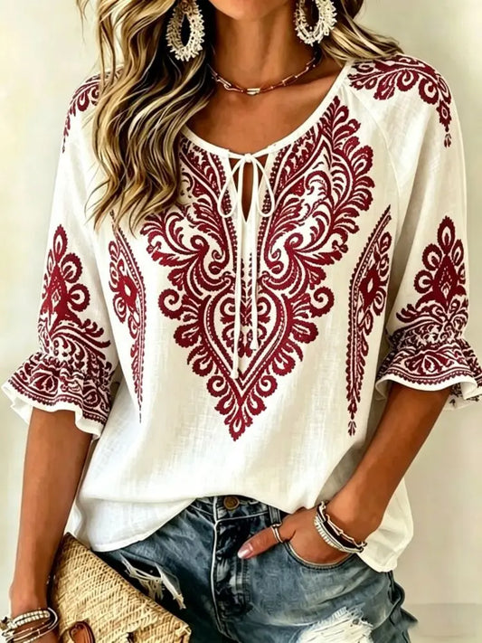 Blusa Voyage Paisley Cuello Lazo