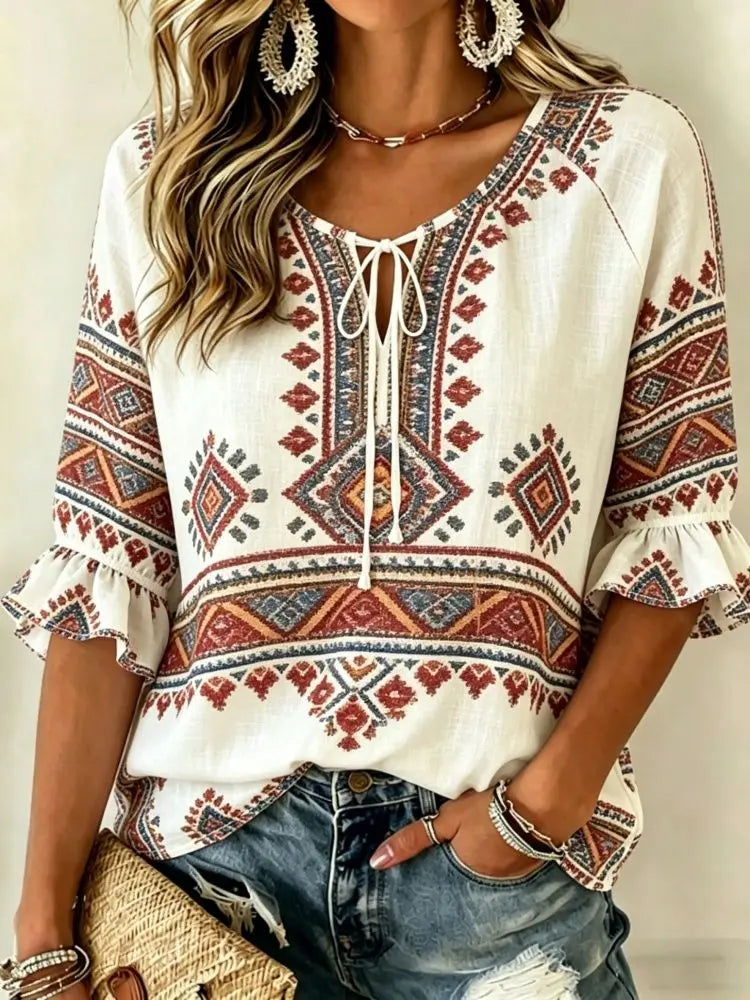 Blusa Voyage Paisley Cuello Lazo