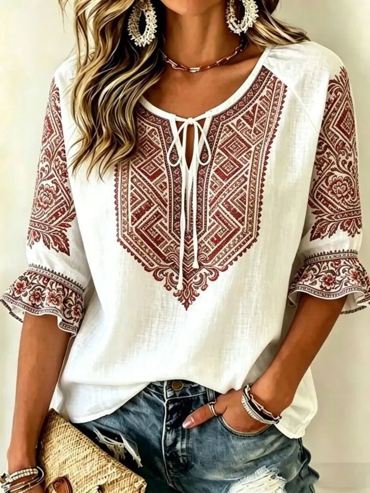 Blusa Voyage Paisley Cuello Lazo